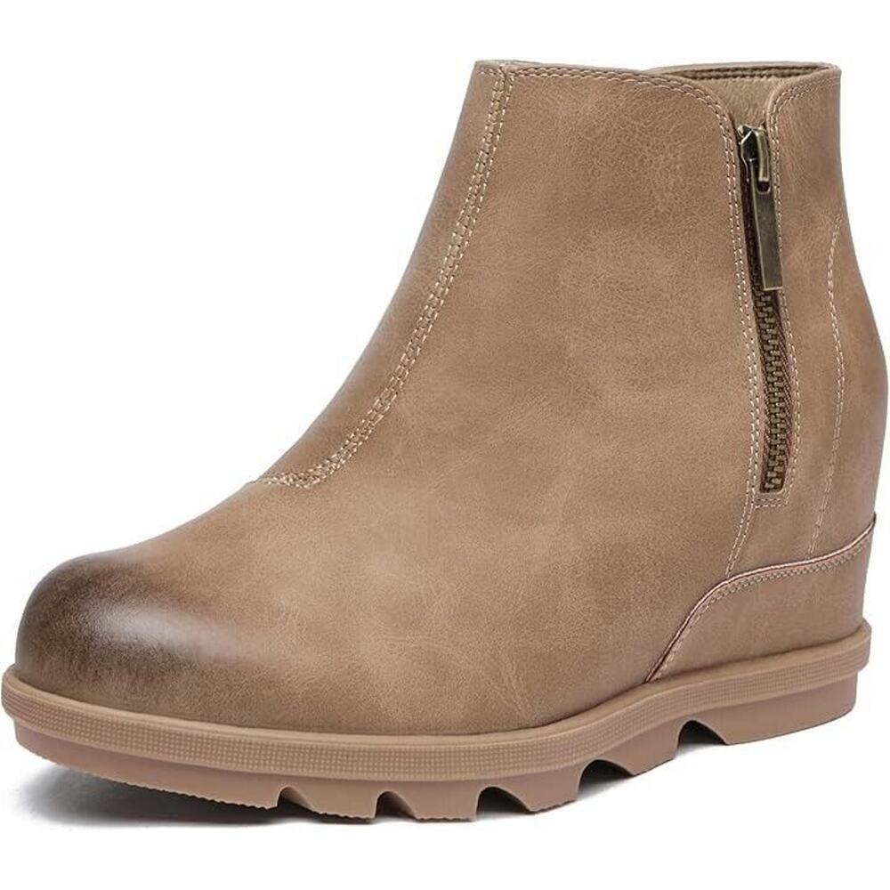 Athlefit Wedge Booties for‎ Women with Heel Hidden Boots Ankle Boots 10